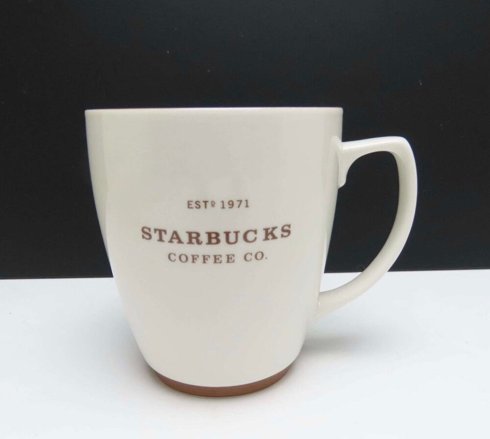 2008 Starbucks Coffee Co ESTD 1971 White Brown Ceramic Mug